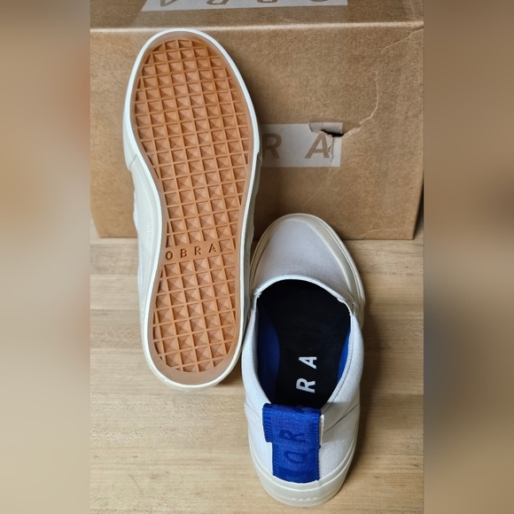 OBRA canvas white n blue slip ons size 8 mens main image 7